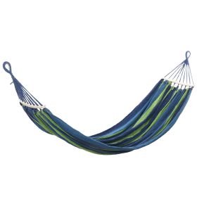 Double Hammock 2 Person Canvas Hanging Hammock Swing Bed with Carrying Bag Hold 330LBS for Camping Travel Beach (Option: Blue)