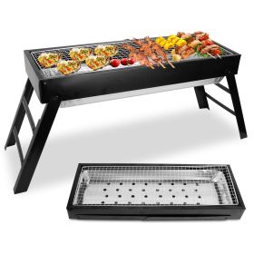 1Pc Foldable Charcoal BBQ Grill Stainless Steel Grill Net Easy Setup Portable Tabletop Barbecue Grill For Camping Picnic Outdoor Party Yard Fedex (Option: Standard)